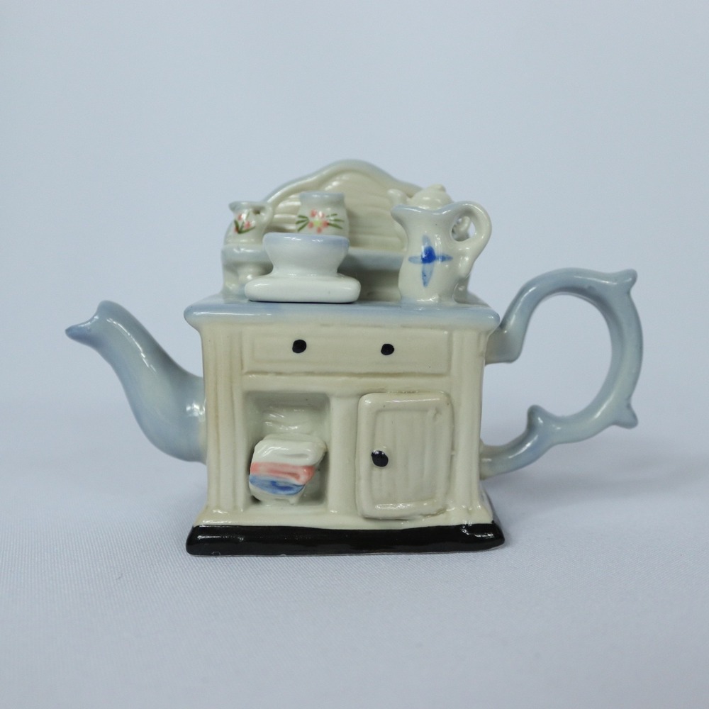 Vintage Kitchen Cupboard Shaped Porcelain Teapot Cardew Inspired